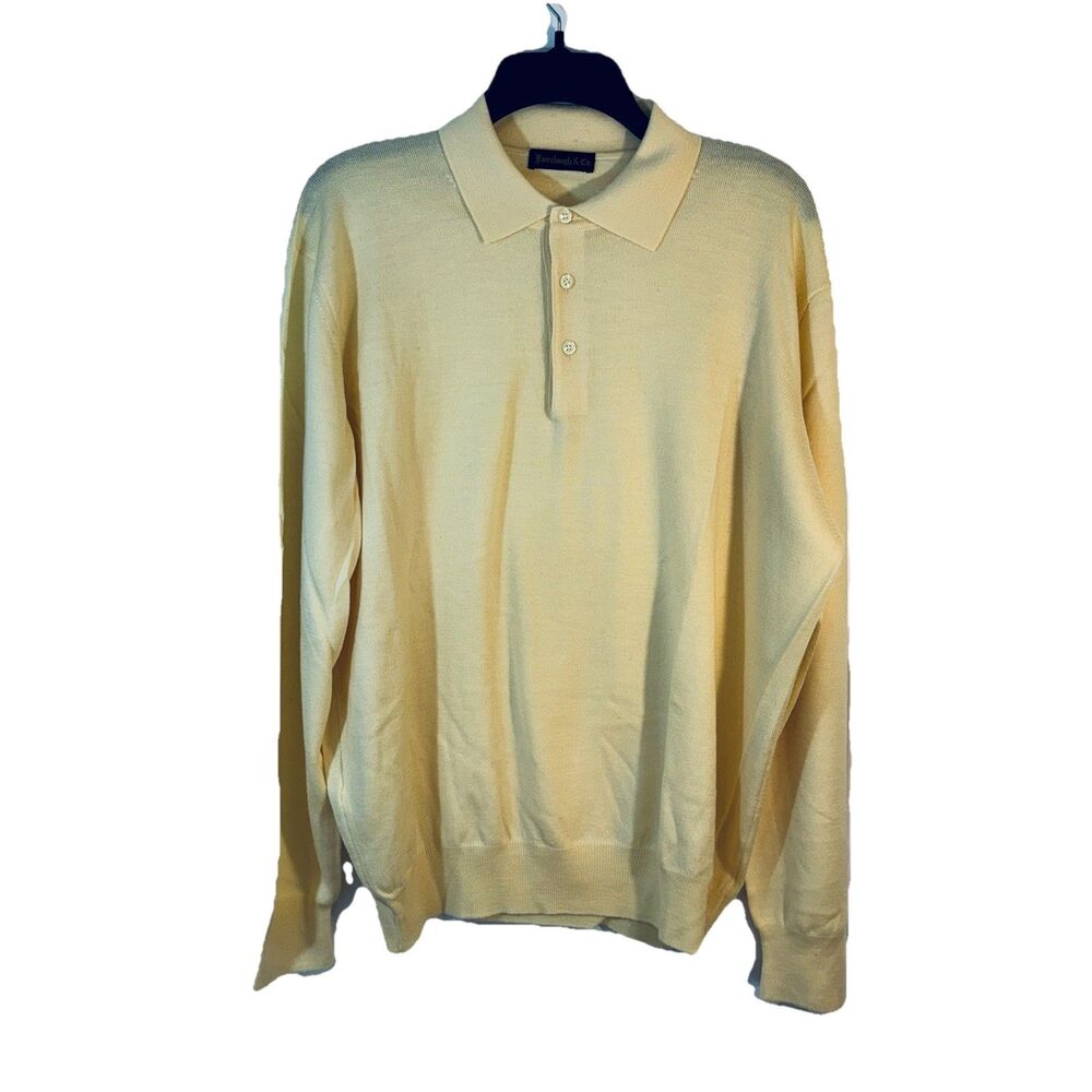 Fairclough & Co Mens Sweater Yellow Sz 52 (US XL) Italian Virgin Wool